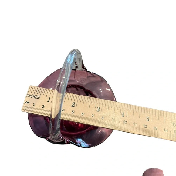 Vintage Pilgrim Glass Cranberry Glass Basket - Picture 6 of 8